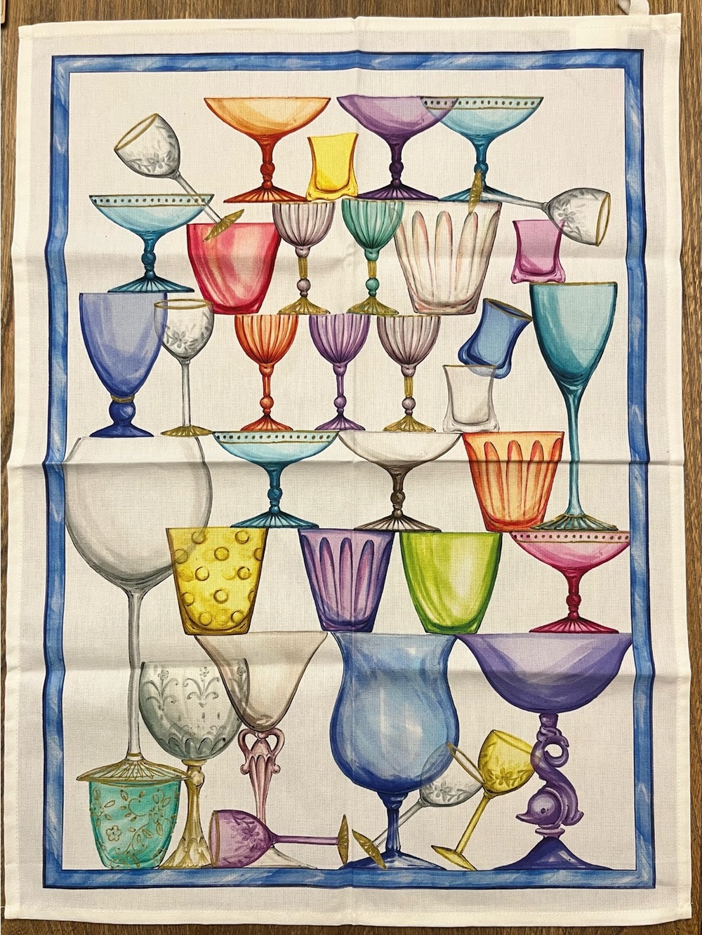 Le Telerie Toscane 100% Cotton Tea Towel Multicolor Goblet Pictorial